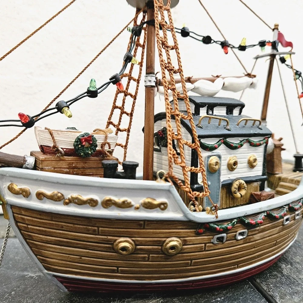 Carole Towne Seafarer Christmas Ship •Nautical Village Boat •Dual Power 2002